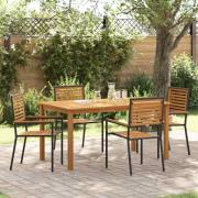 vidaXL Trädgårdsmöbelset 5 pcs Svart Massivt Akaciaträ