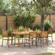 vidaXL Trädgårdsmöbelset 7 pcs Svart Poly rattan