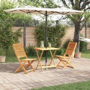 vidaXL Fällbart bistroset Hopfällbar 3 pcs Brun massivt akacia