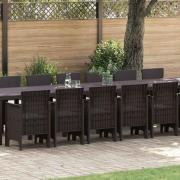 vidaXL Trädgårdsmöbelset 17 pcs Brun Polt rotting