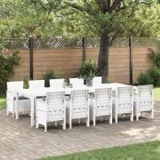 vidaXL Trädgårdsmöbelset 11 pcs Vit Poly rattan och Aluminium