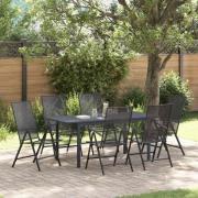 vidaXL Trädgårdsmöbelset 7 pcs Antracit Stål