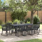 vidaXL Trädgårdsmöbelset 9 pcs Svart Stål och poly rattan