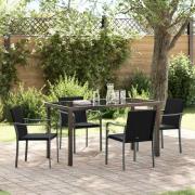vidaXL Trädgårdsmöbelset 5 pcs Svart Poly rattan