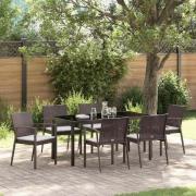 vidaXL Trädgårdsmöbelset 7 pcs Brun Poly rattan