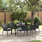 vidaXL Trädgårdsmöbelset 7 pcs Svart Poly rattan