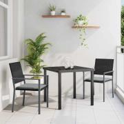 vidaXL Trädgårdsmöbelset 3 pcs Svart Poly rattan