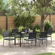 vidaXL Trädgårdsmöbelset 7 pcs Svart Poly rattan