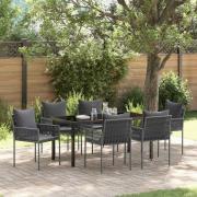 vidaXL Trädgårdsmöbelset 7 pcs Svart Poly rattan