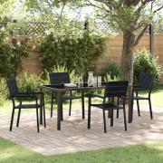 vidaXL Trädgårdsmöbelset 5 pcs Svart HDPE