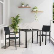 vidaXL Trädgårdsmöbelset 3 pcs Svart Poly rattan