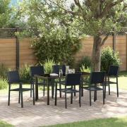 vidaXL Trädgårdsmöbelset 7 pcs Svart Poly rattan