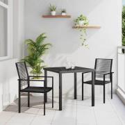 vidaXL Trädgårdsmöbelset 3 pcs Svart PVC-rattan