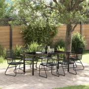 vidaXL Trädgårdsmöbelset 7 pcs Svart PVC-rattan