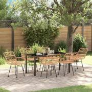 vidaXL Trädgårdsmöbelset 7 pcs Brun Poly rattan