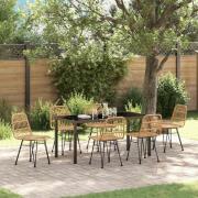 vidaXL Trädgårdsmöbelset 7 pcs Brun Poly rattan