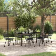 vidaXL Trädgårdsmöbelset 7 pcs Svart Poly rattan