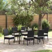 vidaXL Trädgårdsmöbelset 7 pcs Svart Poly rattan