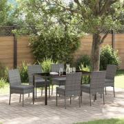vidaXL Trädgårdsmöbelset 7 pcs Grå Poly rattan