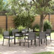 vidaXL Trädgårdsmöbelset 7 pcs Grå Poly rattan