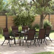vidaXL Trädgårdsmöbelset Höjdjusterbar 7 pcs Brun Poly rattan