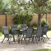 vidaXL Trädgårdsmöbelset Höjdjusterbar 7 pcs Grå Poly rattan
