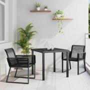 vidaXL Trädgårdsmöbelset 3 pcs Svart Poly rattan