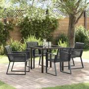 vidaXL Trädgårdsmöbelset 5 pcs Svart Poly rattan