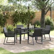 vidaXL Trädgårdsmöbelset 5 pcs Svart Poly rattan