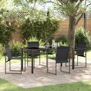 vidaXL Trädgårdsmöbelset 5 pcs Svart Textilene och pulverlackerad stål