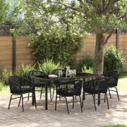 vidaXL Trädgårdsmöbelset 7 pcs Svart Poly rattan