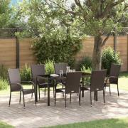 vidaXL Trädgårdsmöbelset 7 pcs Brun Poly rattan