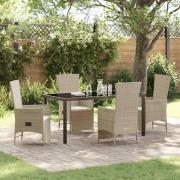 vidaXL Trädgårdsmöbelset med kudde 5 pcs Beige konstrotting