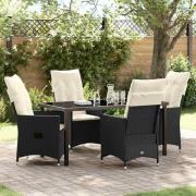 vidaXL Trädgårdsmöbelset med kudde 5 pcs Svart Poly rattan