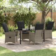 vidaXL Trädgårdsmöbelset med kudde 5 pcs Grå Poly rattan