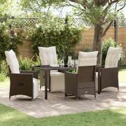 vidaXL Trädgårdsmöbelset med kudde 5 pcs Brun Poly rattan