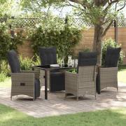 vidaXL Trädgårdsmöbelset med kudde 5 pcs Grå Poly rattan