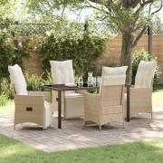 vidaXL Trädgårdsmöbelset med kudde 5 pcs Beige Poly rattan