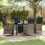 vidaXL Trädgårdsmöbelset med kudde 5 pcs Grå Poly rattan