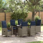 vidaXL Trädgårdsmöbelset med kudde 7 pcs Svart Poly rattan