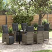 vidaXL Trädgårdsmöbelset med kudde 7 pcs Beige Poly rattan