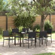 vidaXL Trädgårdsmöbelset 7 pcs Svart Poly rattan