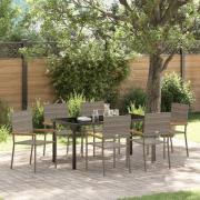 vidaXL Trädgårdsmöbelset 7 pcs Grå Poly rattan