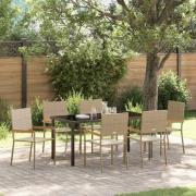 vidaXL Trädgårdsmöbelset 7 pcs Beige Poly rattan