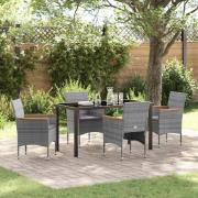 vidaXL Trädgårdsmöbelset med kudde 5 pcs Grå Poly rattan