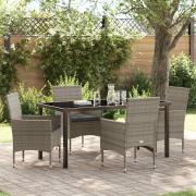 vidaXL Trädgårdsmöbelset med kudde 5 pcs Grå Poly rattan