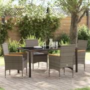 vidaXL Trädgårdsmöbelset med kudde 5 pcs Grå Poly rattan