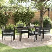 vidaXL Trädgårdsmöbelset med kudde 5 pcs Svart Poly rattan