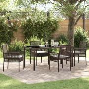 vidaXL Trädgårdsmöbelset med kudde 5 pcs Brun Poly rattan