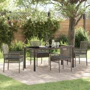 vidaXL Trädgårdsmöbelset med kudde 5 pcs Grå Poly rattan